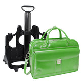 McKlein 96611 USA Lakewood 15" Leather Fly-Through Checkpoint-Friendly Patented Detachable -Wheeled Ladies' Laptop Briefcase Green