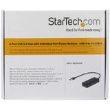 StarTech.com USB 3.0 Hub - 4X USB-A Ports with Individual On/Off Switches - Bus Powered - Portable - USB Splitter - USB Port Expander (HB30A4AIB)