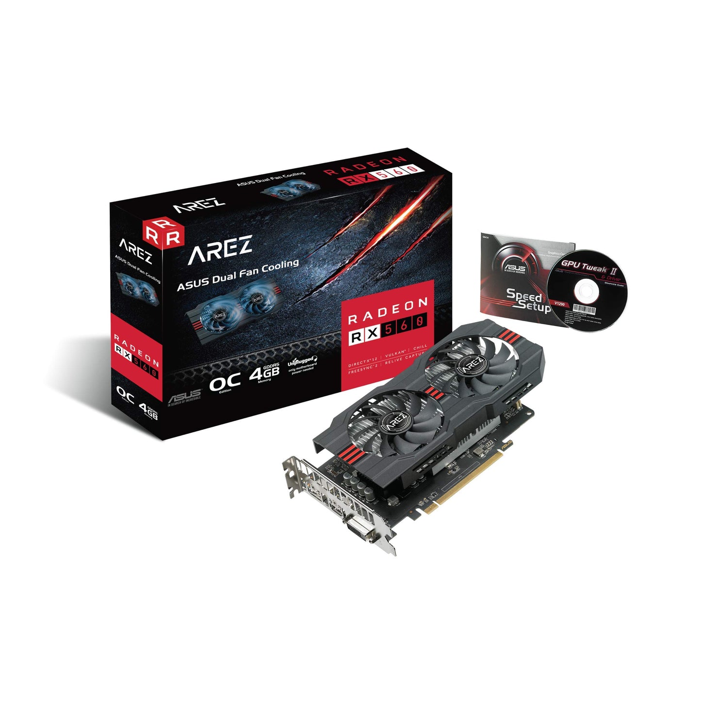 ASUS OC Edition GDDR5 DP HDMI DVI AMD Graphics Card (AREZ-RX560-O4G-EVO)