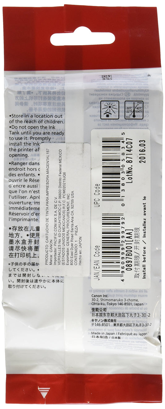 Canon PFI-102M 0897B001AA IPF500 IPF600 IPF700 Ink Tank (Magenta) in Retail Packaging