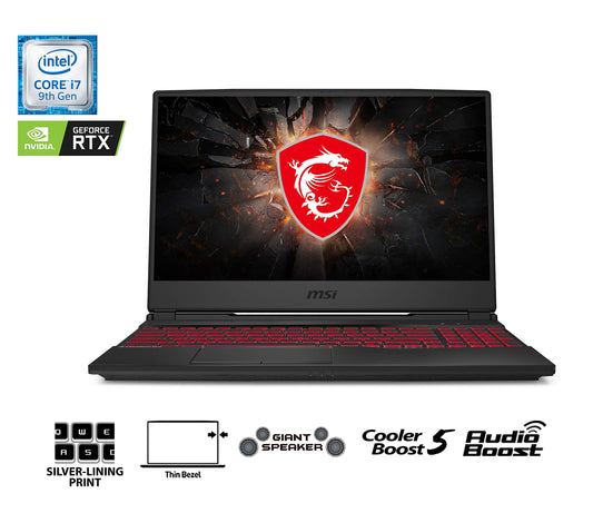 MSI GL65 9SE-055CA 15.6" FHD 120Hz Thin Bezel Gaming Laptop Intel Core i7-9750H RTX2060 16GB 512GB NVMe SSD Win10, Black
