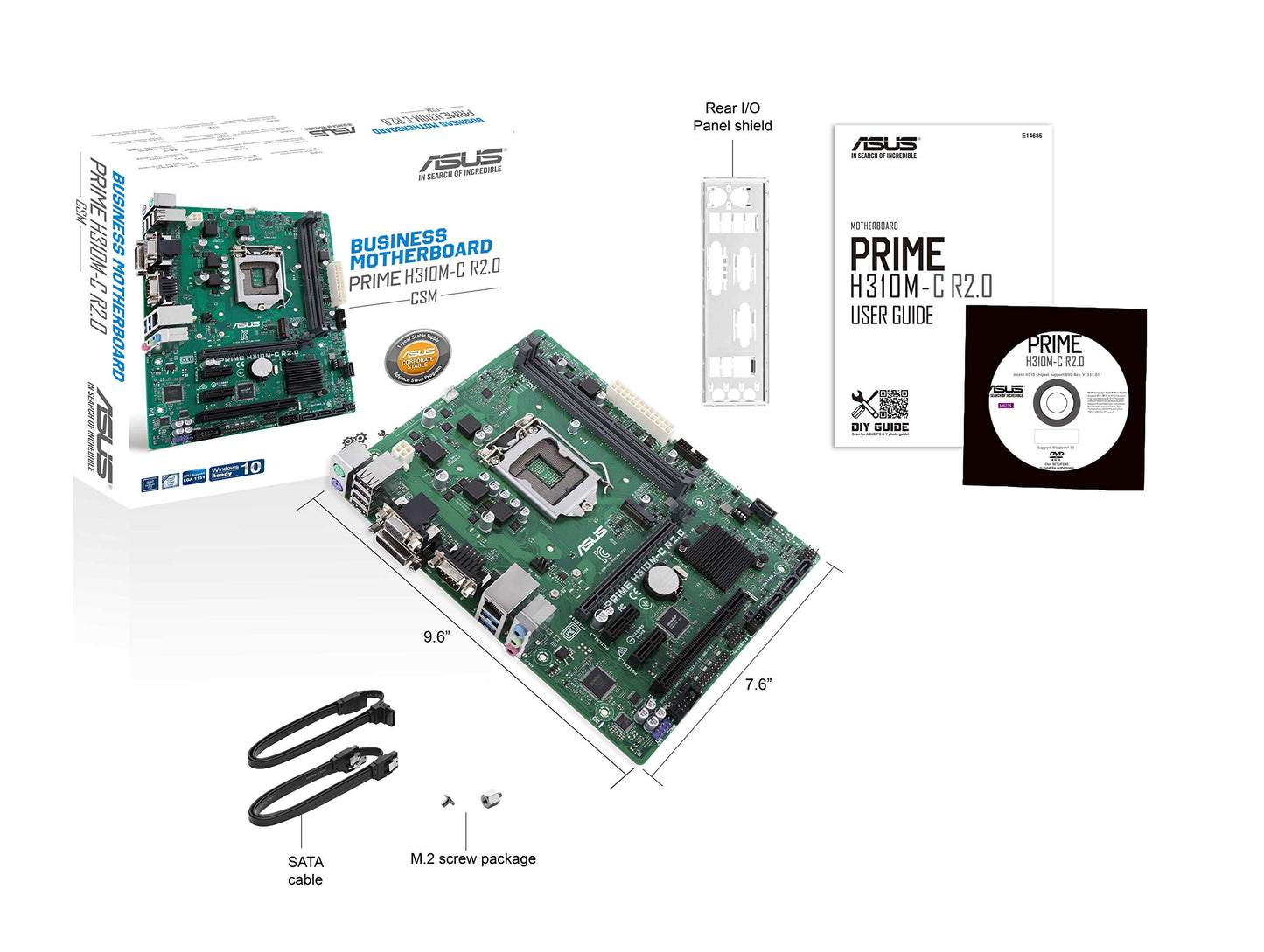 ASUS LGA1151 (300 Series) DDR4 M.2 VGA mATX Motherboard Motherboards Prime H310M-C R2.0/CSM