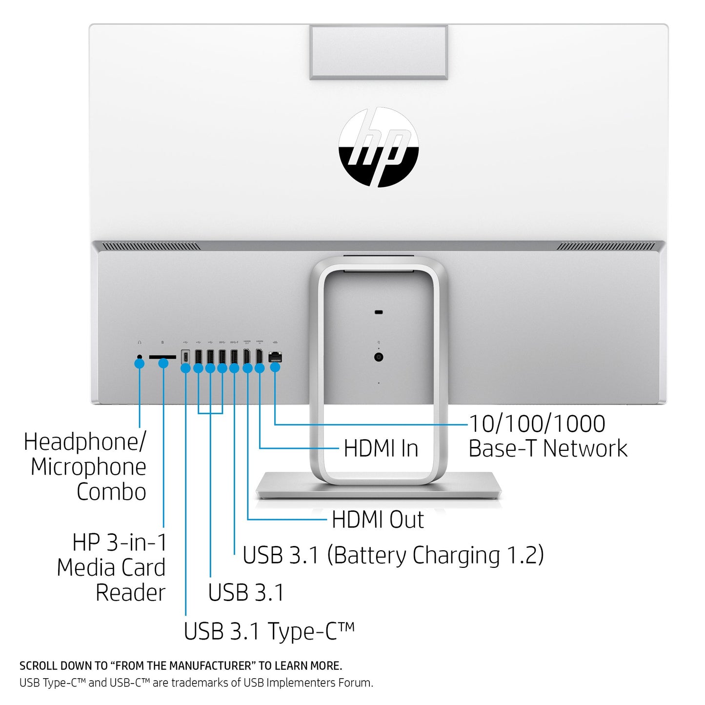 HP Pavilion 24-inch All-in-One Computer, Intel Core i7-7700T Quad-Core, 8GB RAM, 1TB Hard Drive, 16GB Intel Optane, Windows 10 (24-x030, White)