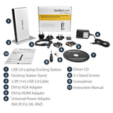 StarTech.com Dual Monitor USB 3.0 Docking Station w/ DVI to VGA & HDMI Adapters, 5x USB 3.0 & Audio - Vertical DVI Dock for Mac & Windows (USB3SDOCKDD)