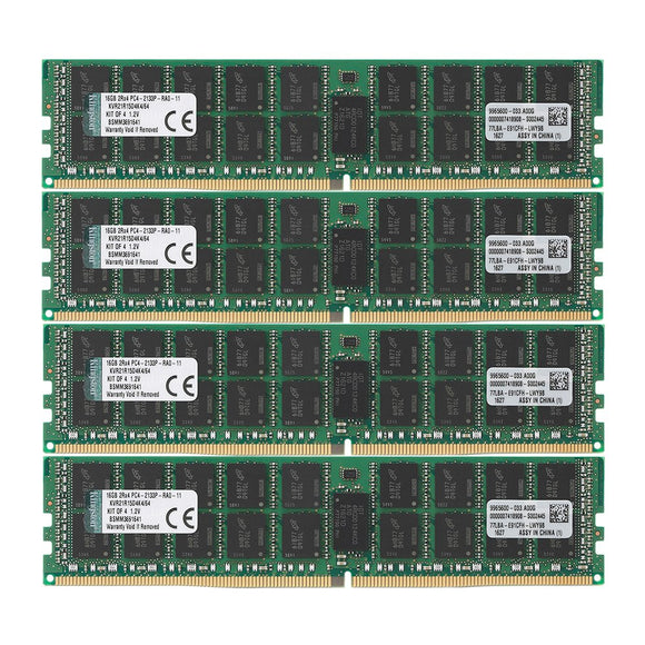 Kingston Technology 64GB RAM Kit (4x16GB) 2133MHz DDR4 ECC Reg CL15 DIMM DR x 4 with TS Server Memory (KVR21R15D4K4/64)