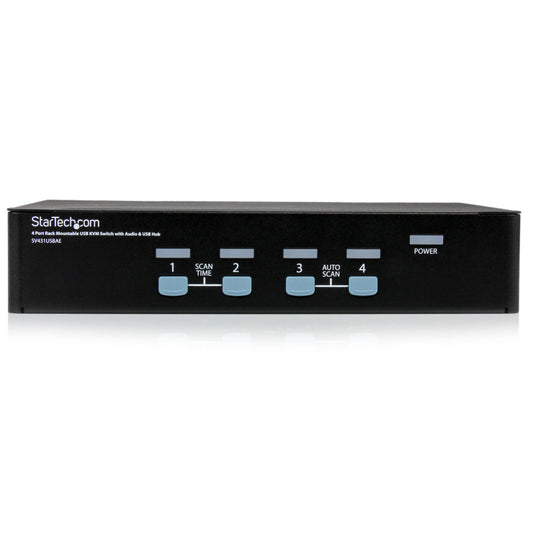 StarTech.com 4 Port Rack Mountable USB KVM Switch with Audio & USB Hub - KVM/Audio/USB Switch - 4 x KVM/Audio/USB - 1 Local User - Desktop - SV431USBAE