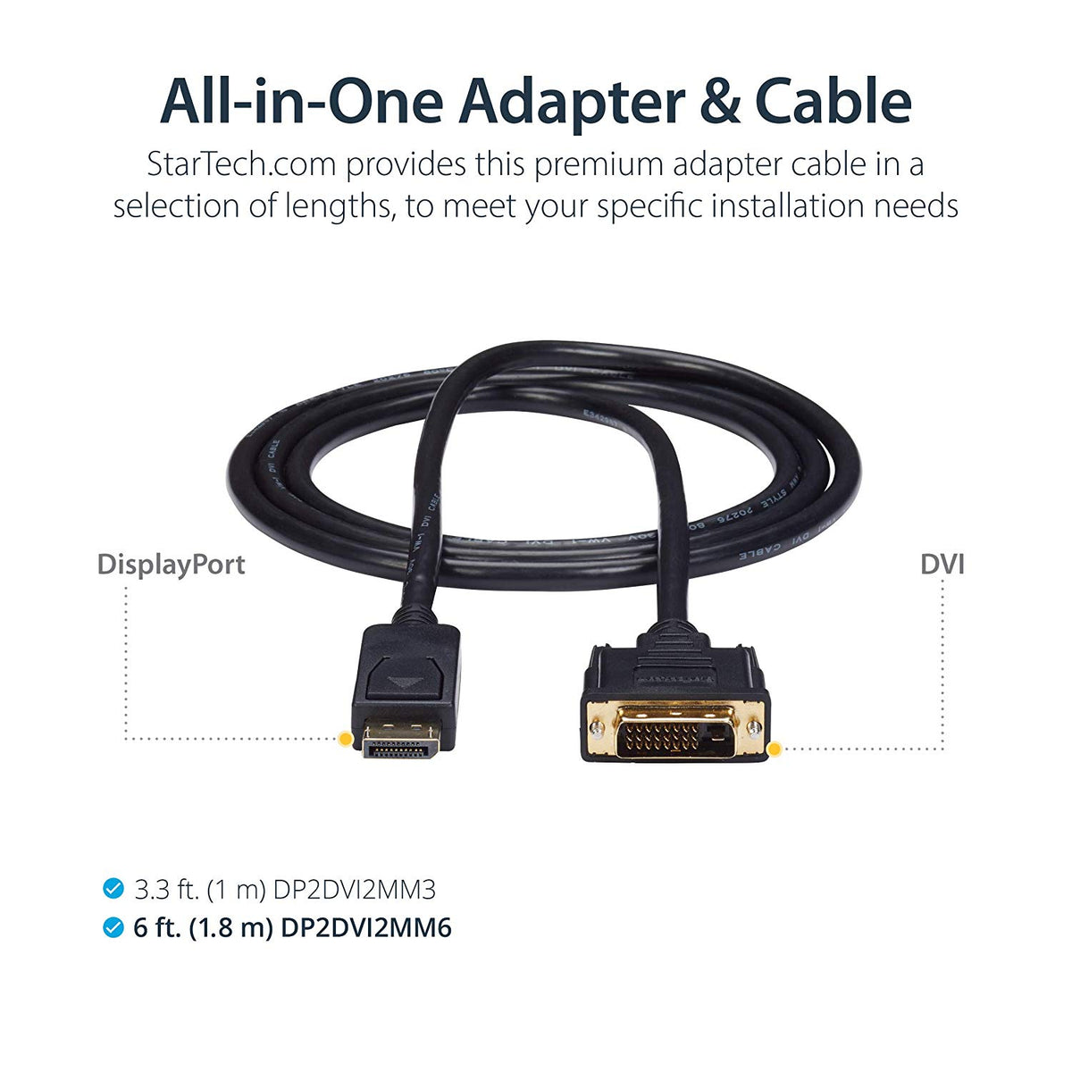 StarTech.com DisplayPort to DVI Video Adapter Converter Cable - M/M