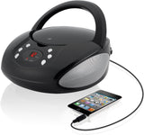 GPX Portable Top-Loading CD Boombox with AM/FM Radio and 3.5mm Line for MP3 Device, Black