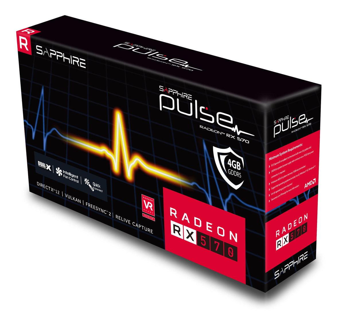 Sapphire Technology Technology 11266-04-20G Radeon Pulse RX 570 4GB GDDR5 Dual HDMI/ DVI-D/ Dual DP OC with Backplate (UEFI) PCI-E Graphics Card