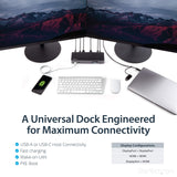 Universal Laptop Docking Station - USB-C & USB 3.0 Dock - Dual 4K DP & HDMI - 60W Pd - Mac Windows & Chrome OS - 4X USB 3.0