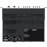 Mixer Amp with 2 Stereo Inputs and 6 Mic/Line Inputs. Output Eq and Crossover, C