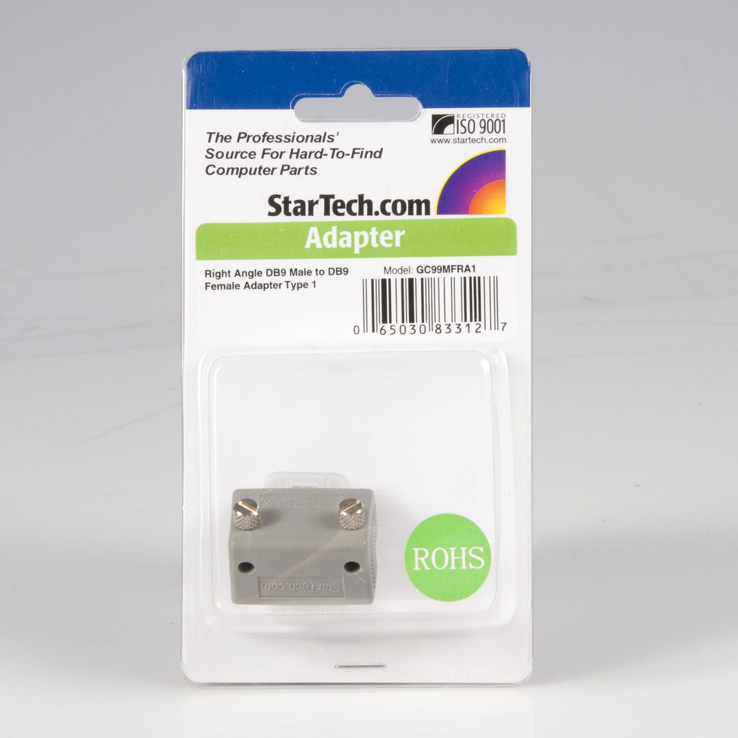 StarTech.com Right Angle DB9 to DB9 Serial Cable Adapter Type 1 - M/F - Serial adapter - DB-9 (M) to DB-9 (F) - GC99MFRA1