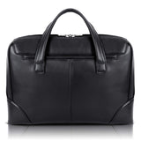 McKlein Harpswell, Top Grain Cowhide Leather, Dual Compartment Laptop Briefcase, Black (88565)