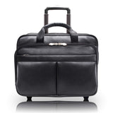 McKlein 87855 USA Bowery 15" Leather Wheeled Laptop Briefcase Black