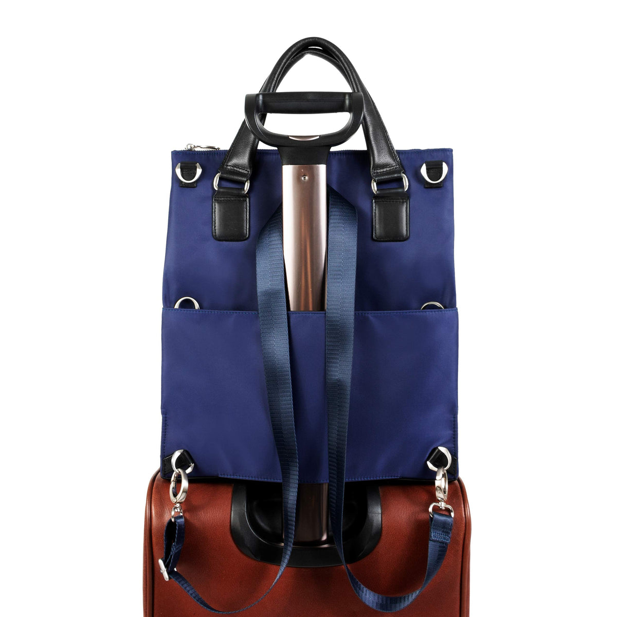 McKlein 18547 USA Sofia 3-in-1 Nylon Ladies' Convertible Backpack Tote Navy
