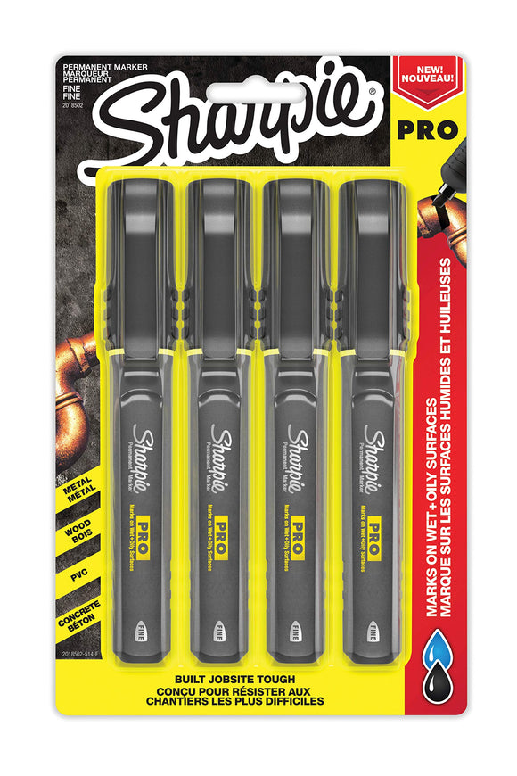 Sharpie Pro Permanent Marker, Fine Point, Black, 4-Count Marker