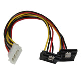 StarTech.com 12in LP4 to 2x Right Angle Latching SATA Power Y Cable Splitter - 4 Pin LP4 to Dual 90 Degree Latching SATA Y Splitter (PYO2LP4LSATR)