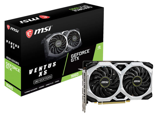 MSI Gaming GeForce GTX 1660 128-Bit HDMI/DP 6GB GDRR5 HDCP Support DirectX 12 Dual Fan VR Ready OC Graphics Card (GTX 1660 Ventus XS 6G OC)