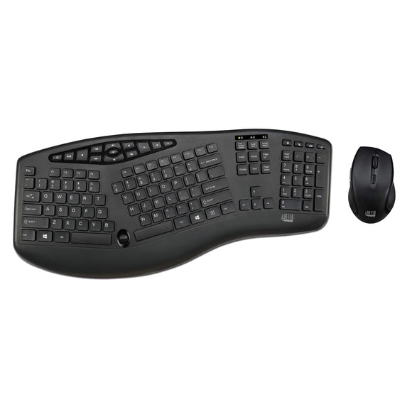Adesso Wkb-1600CB Truform Media 1600 Wireless Ergonomic Keyboard and Optical Mouse