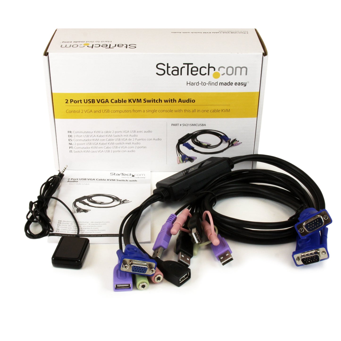 StarTech.com SV215MICUSBA 2-Port USB VGA Cable KVM Switch with Audio