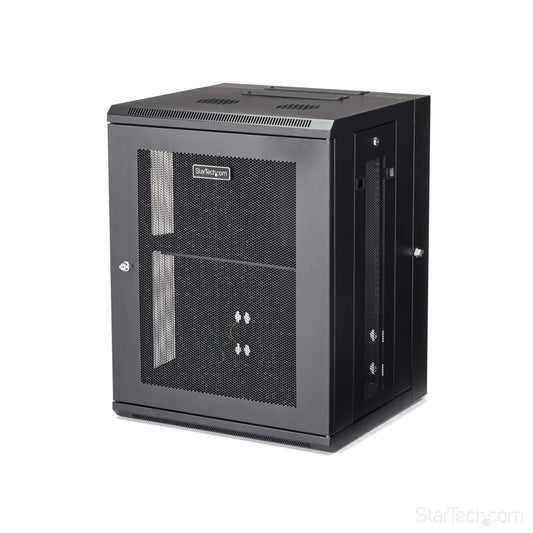 StarTech.com 15U Wall Mount Server Rack Cabinet - 4-Post Adjustable Depth (2" to 16") IT Data Equipment Enclosure w/ Cable Management -200lb/90kg (RK1520WALHM)
