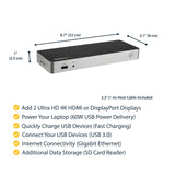 StarTech.com DK30CHDDPPD Dual Monitor USB C Dock - 60W Power Delivery - 4K DP/HDMI - Mac/Windows - Laptop Docking Station