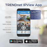 TRENDnet Indoor/Outdoor 4 MP, Motorized Varifocal PoE IR Network Camera, Auto-Focus, Optical Zoom, Digital WDR, Night Vision up to 100ft, IP66 Rated Housing, ONVIF, IPv6, TV-IP344PI