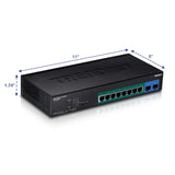 TRENDnet 10-Port Gigabit Web Smart PoE+ Switch, 8 X Gigabit PoE+ Ports, 2 X SFP Slots, Vlan, QoS, Lacp, and IPv6 Support, 75W PoE Power Budget, Lifetime Protection, TPE-082WS