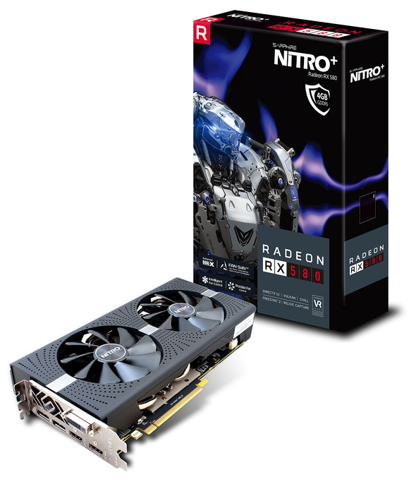 Sapphire 11265-07-20G Radeon Nitro+ Rx 580 4GB GDDR5 Dual HDMI/ DVI-D/ Dual DP with Backplate (UEFI) PCI-E Graphics Card