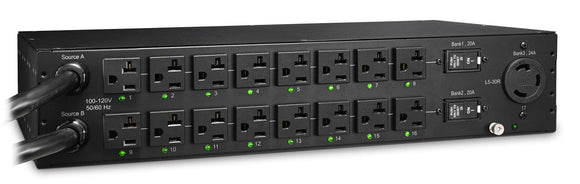 CyberPower PDU30SWT17ATNET Switched ATS PDU, 100-120V/20A, 17 Outlets, 2U Rackmount, Black