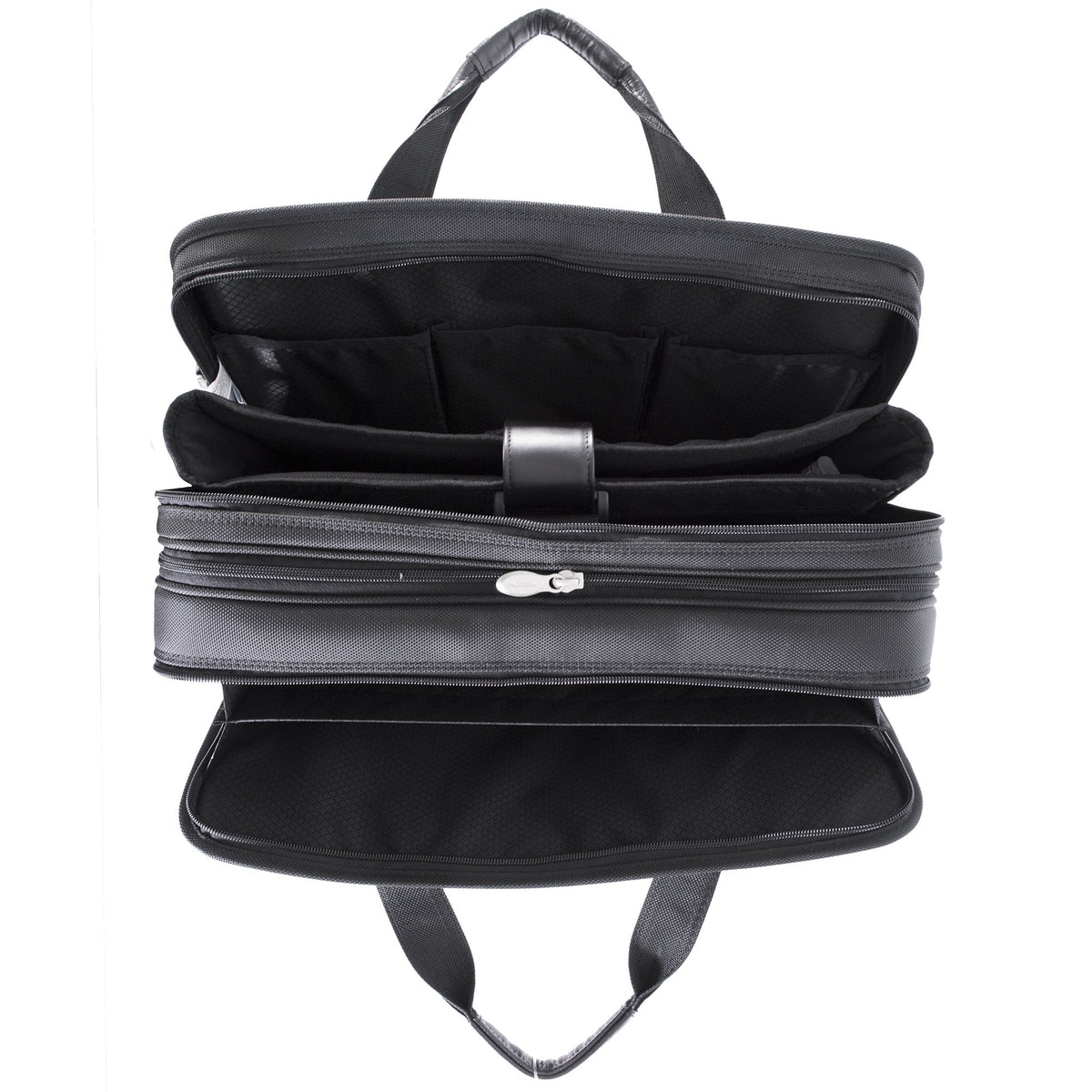 McKlein 73985 USA Walton 17" Nylon Expandable Double Compartment Laptop Briefcase W/Removable Sleeve Black
