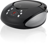 GPX Portable Top-Loading CD Boombox with AM/FM Radio and 3.5mm Line for MP3 Device, Black