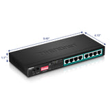 TRENDnet 8-Port Gigabit Long Range Poe+ Switch, TPE-LG80, 65W Poe Budget, Ethernet/Network Switch, Long-Range Poe+ Extends Range Up to 200M (656 ft.), 16 Gbps Switching Capacity, Lifetime Protection