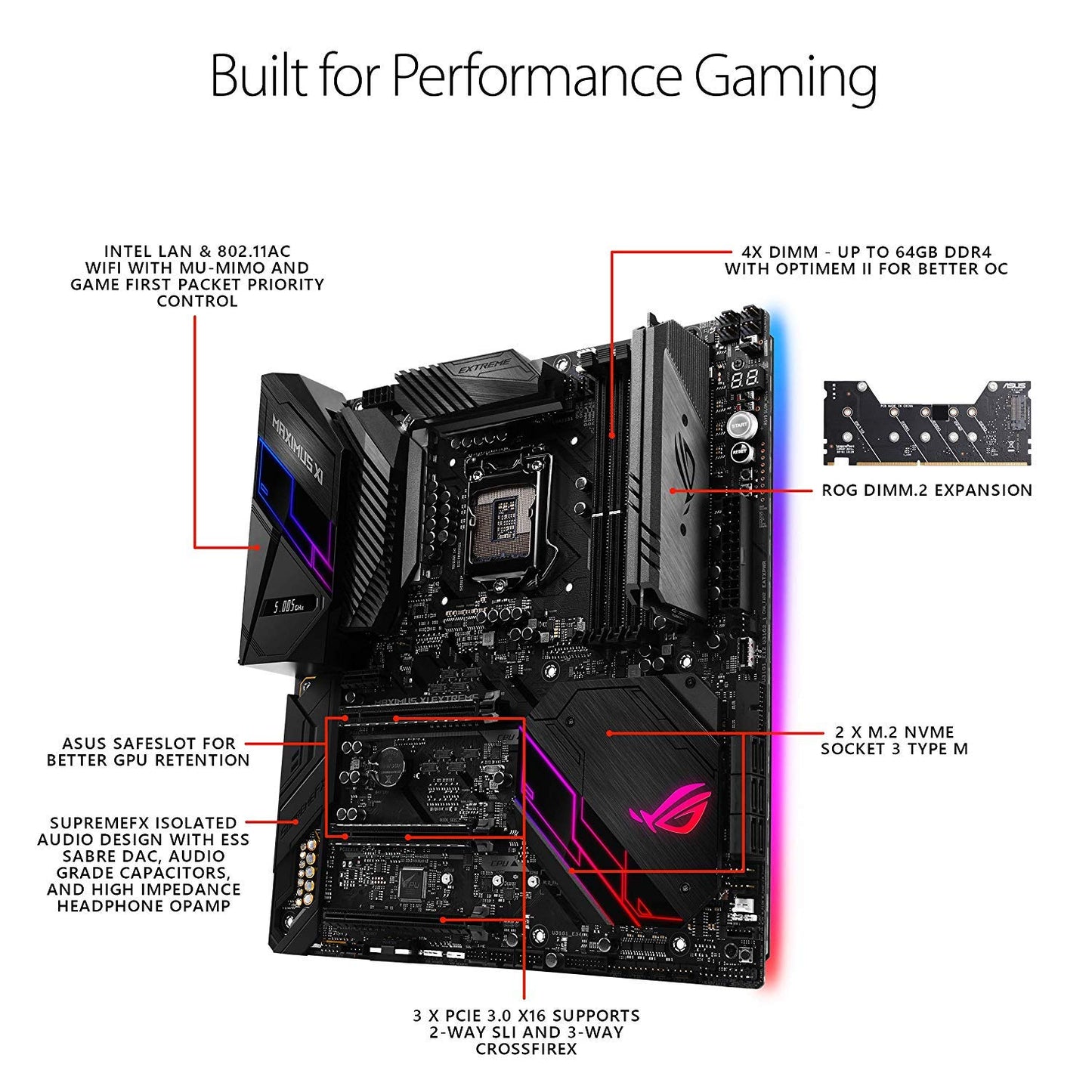 ASUS ROG Maximus XI Extreme Z390 Gaming Motherboard LGA1151 (Intel 8th and 9th Gen) EATX DDR4 HDMI M.2 USB 3.1 Gen2 Onboard 802.11ac WiFi
