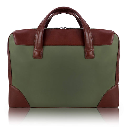 McKlein 18561 USA Harpswell 17" Nylon Dual Compartment Laptop Briefcase Green