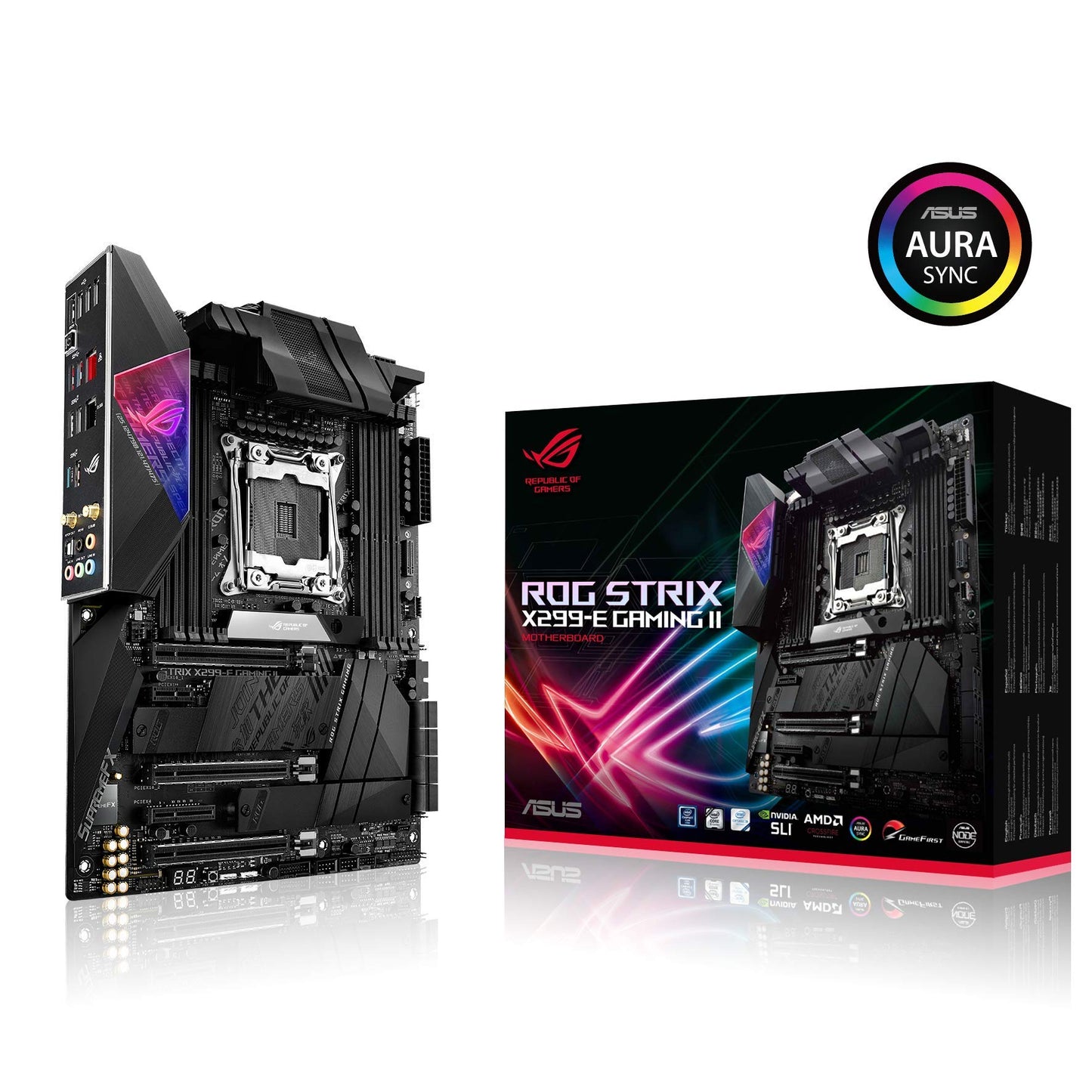ASUS ROG Strix X299-E Gaming II ATX Gaming Motherboard (Intel X299) LGA 2066, Wi-Fi 6 (802.11ax), 2.5 GBS LAN, 8X DIMM Max. 256GB, USB 3.2 Gen 2, 8X SATA, 3X M.2, OLED and Aura Sync RGB
