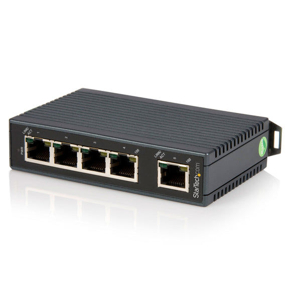 StarTech.com 5 Port Industrial Ethernet Switch - DIN Rail Mount - 10/100 Unmanaged Network Switch - IP30-rated - Energy-Efficient Ethernet (IES5102)