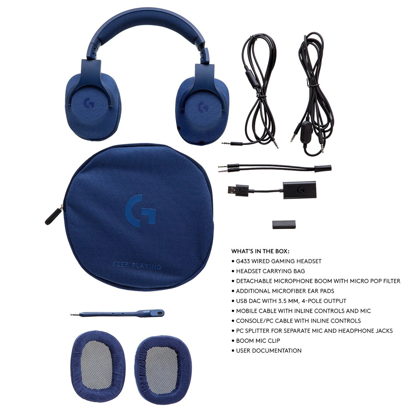 Logitech G433 7.1 Wired Surround Gaming Headset for PC, PS4, PS4 PRO, Xbox One, Xbox One S, Nintendo Switch, Blue (981-000681)