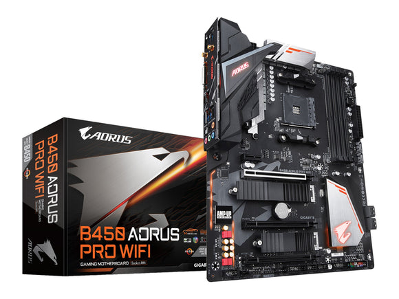 GIGABYTE B450 AORUS PRO WIFI (AMD Ryzen AM4/M.2 Thermal Guard with Onboard WIFI/HDMI/DVI/USB 3.1 Gen 2/DDR4/ATX/Motherboard)