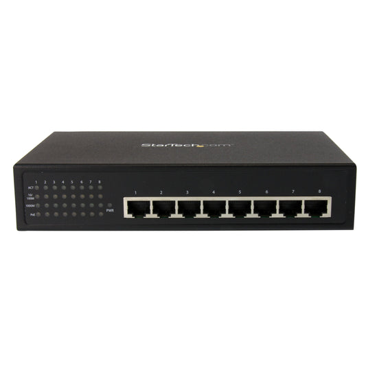StarTech.com 8 Port Unmanaged Industrial Gigabit Power Over Ethernet Switch - 802.3af/at PoE+ Switch - Wall Mountable - PoE Network Switch (IES81000POE)