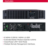 CyberPower OL3000RTXL2UN Smart App Online UPS System, 3000VA/2700W, 7 Outlets, 2U Rack/Tower + Pre-Installed SNMP Card
