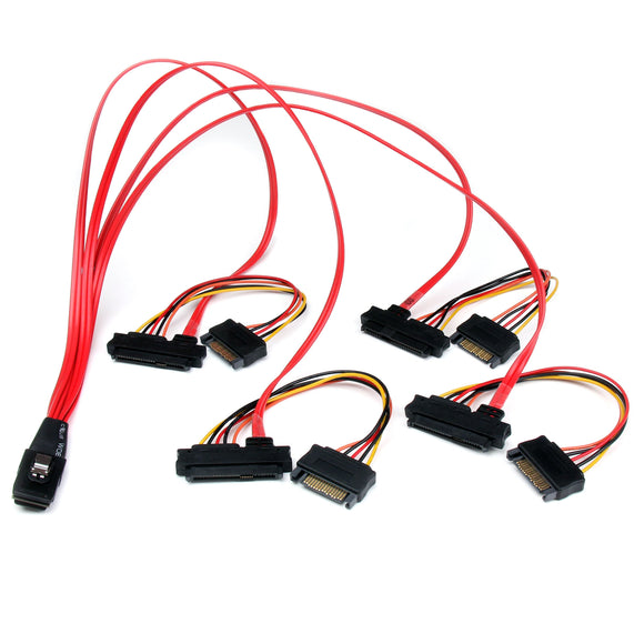 StarTech.com SAS808782P50 50cm Internal Serial Attached SCSI Mini SAS Cable, SFF8087 to 4X SFF8482, Internal Mini SAS Cable (Red)