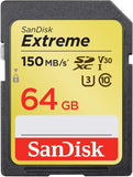 SanDisk Extreme SDXC UHS-I Card - C10, U3, V30, 4K UHD, SD Card - SDSDXV6-064G-GNCIN