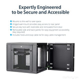 StarTech.com 12U Wall Mount Server Rack Cabinet - 4-Post Adjustable Depth (2.4" to 23.8") Network Equipment Enclosure w/ Cable Management  200lb/90kg (RK1232WALHM)