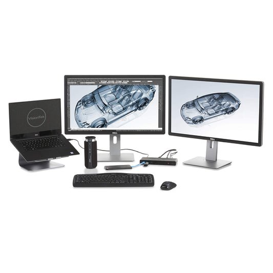 VisionTek Universal USB 3.0 Dual 4K Display Laptop Docking Station, Dual 4K Video (2 HDMI / 2 DisplayPort, Audio line in, Headphone, Ethernet, 6 USB 3.0 Ports for PC, Mac or Chrome OS) - 901005