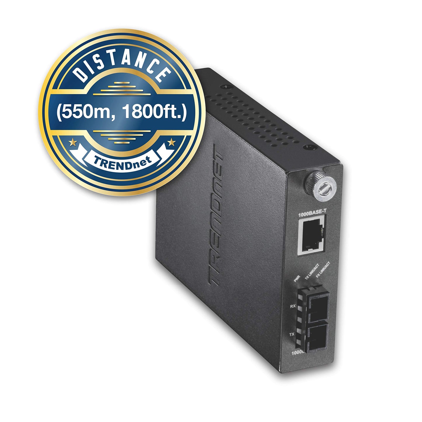 TRENDnet TFC-1000MSC Intelligent 1000Base-T to 1000Base-SX Multi-Mode SC Fiber Converter, 550 M, 1,800-Feet (Black)
