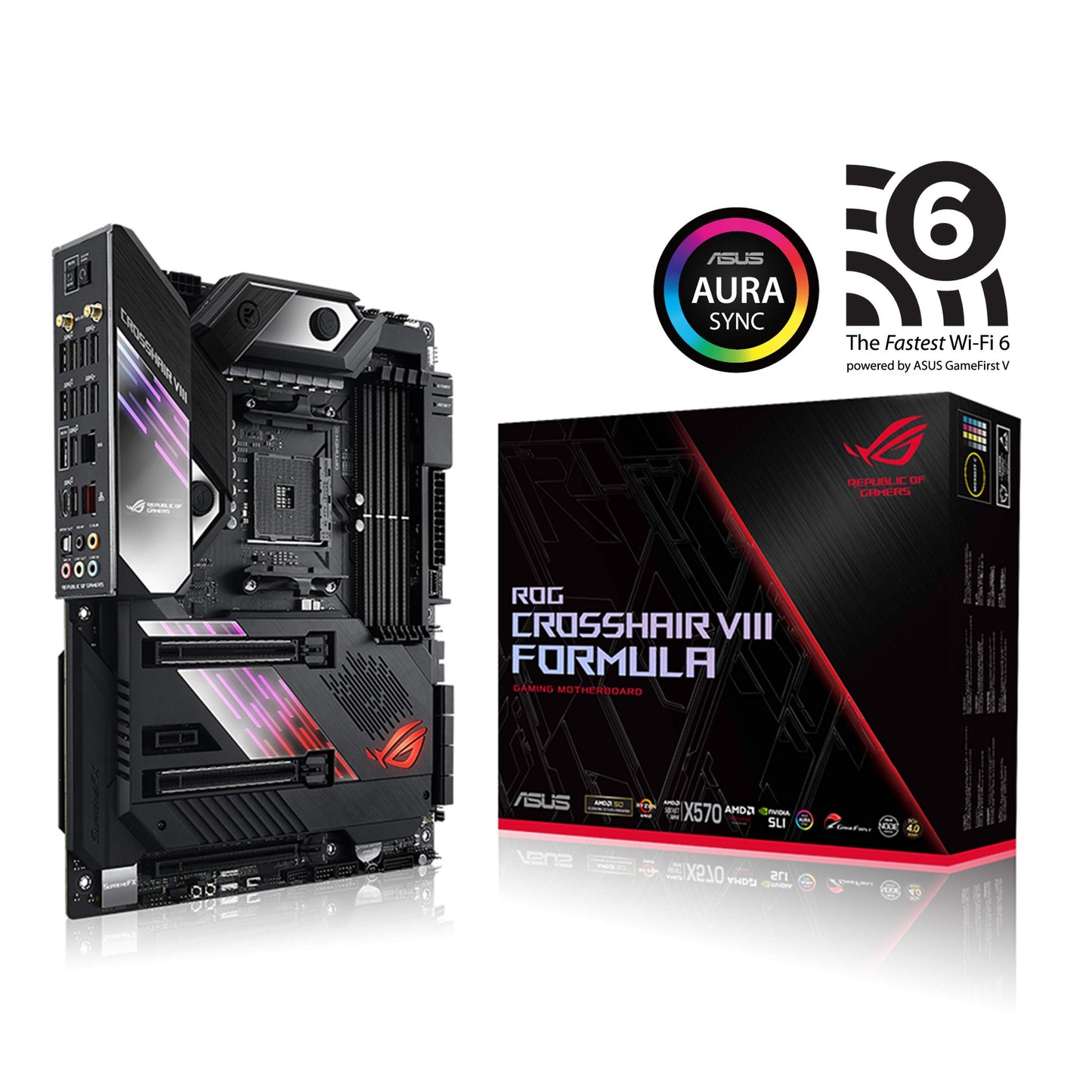 ASUS ROG X570 Crosshair VIII Formula ATX Motherboard with PCIe 4.0, on-Board WiFi 6 (802.11Ax), 5 Gbps LAN, USB 3.2, SATA, M.2, Node and Aura Sync RGB Lighting