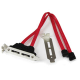 StarTech.com 2 Port Low Profile SATA to eSATA Plate Adapter - SATA Internal to External Panel - Serial ATA 150/300/600 - eSATA (M) to SATA (F) - 1 ft - red - ESATAPLT2LP