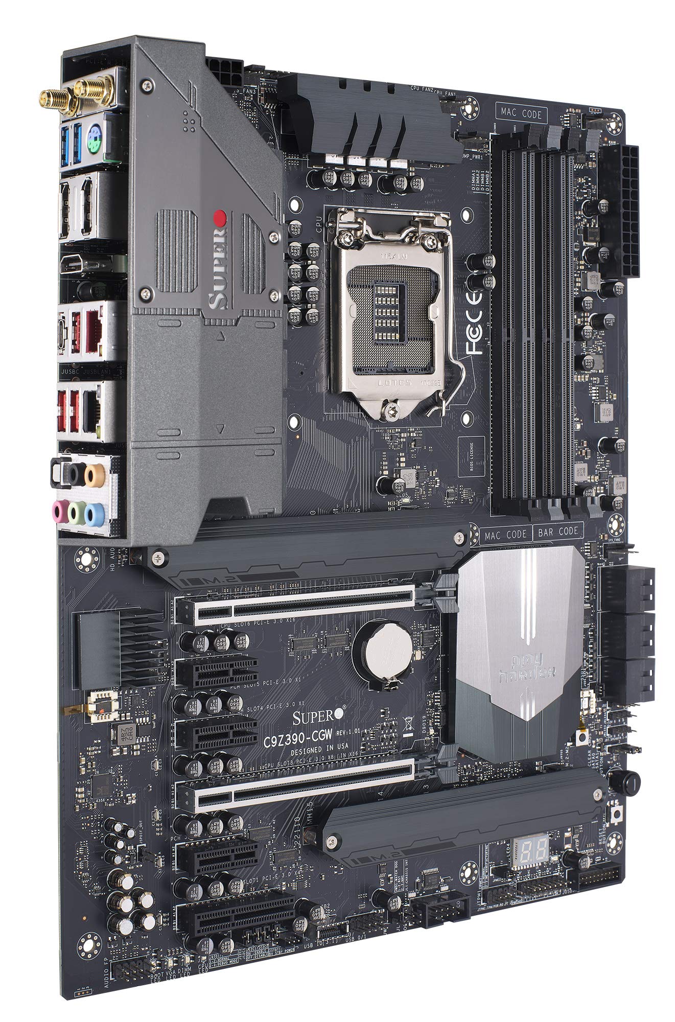Supermicro MBD-C9Z390-CGW-O Motherboard LGA 1151 (300 Series) Intel Z390 DDR4 SATA 6GB/s M.2 DisplayPort HDMI 10G LAN Wi-Fi USB 3.1 RGB ATX