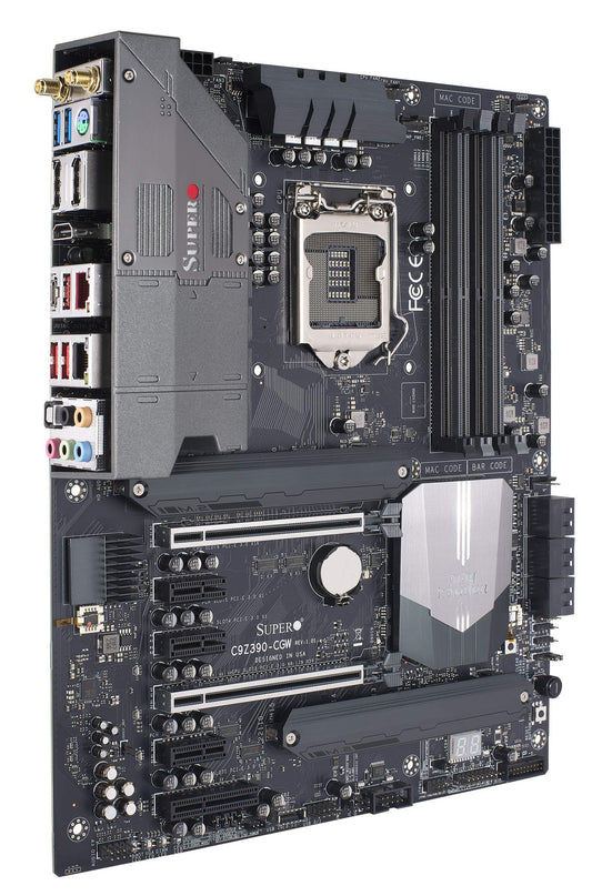 Supermicro MBD-C9Z390-CGW-O Motherboard LGA 1151 (300 Series) Intel Z390 DDR4 SATA 6GB/s M.2 DisplayPort HDMI 10G LAN Wi-Fi USB 3.1 RGB ATX